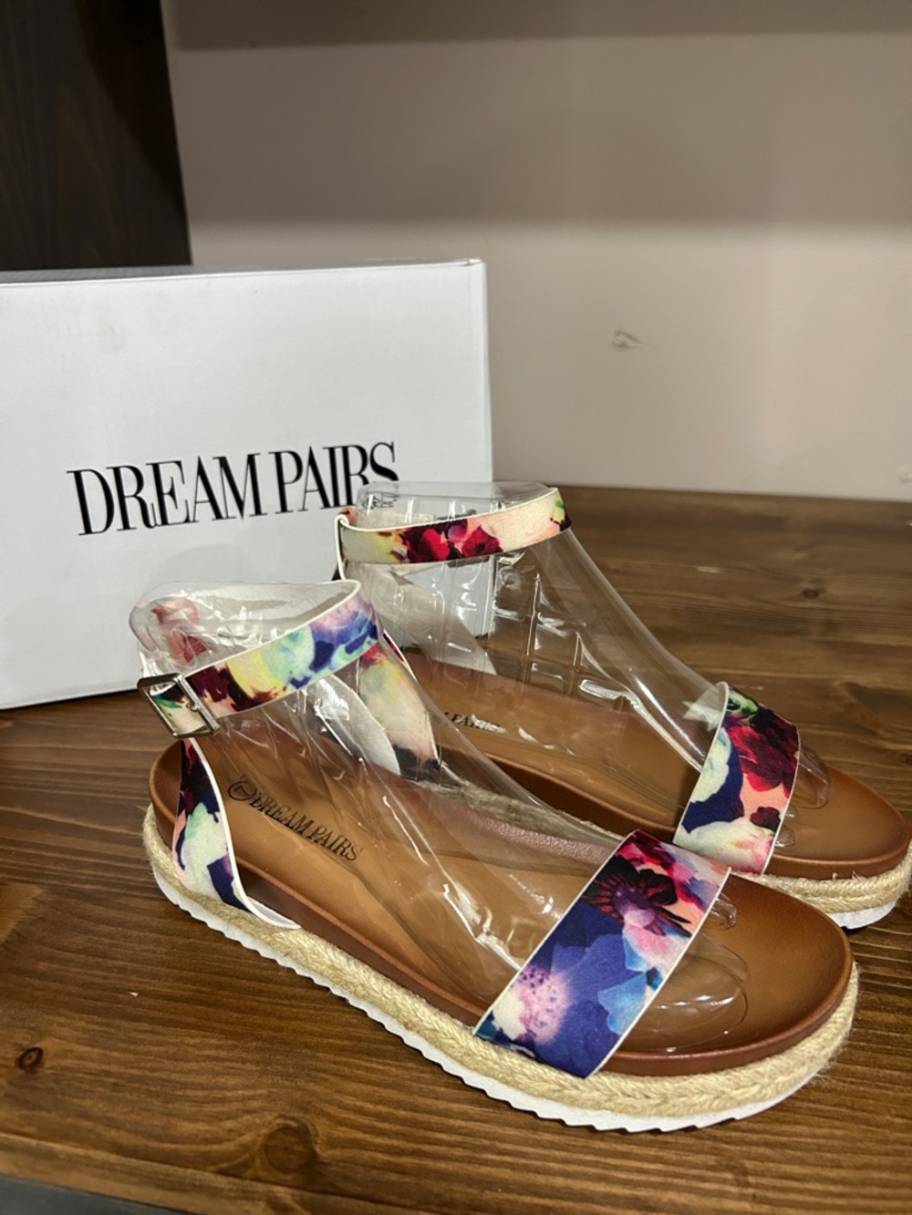 Dream Pairs Floral Ankle-Strap Espadrille Sandals - Multicolor Floral NEW size 7